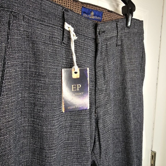 Eredi Pisano Academy Dress Pants Size 46EU 30US Slim Fit Black White Heather New - Picture 2 of 7